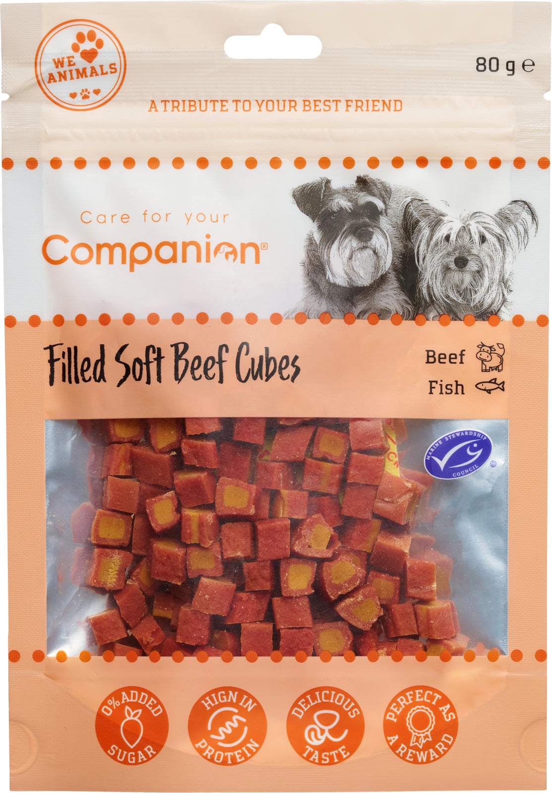 Companion Soft beef cubes, biff fylt med laks og torsk